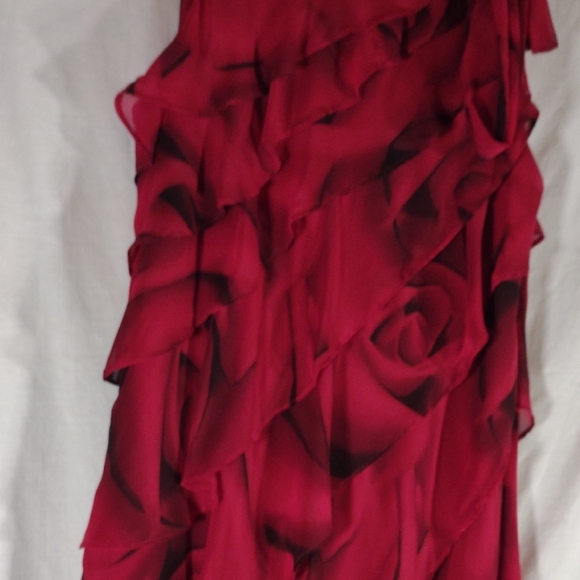 White House | Black Market Red Rose Waterfall Style Sleeveless Dress - Sz. M - Picture 6 of 16